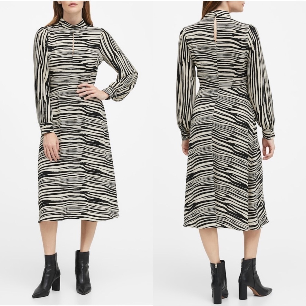 Banana Republic Midi Dress Zebra Print 14